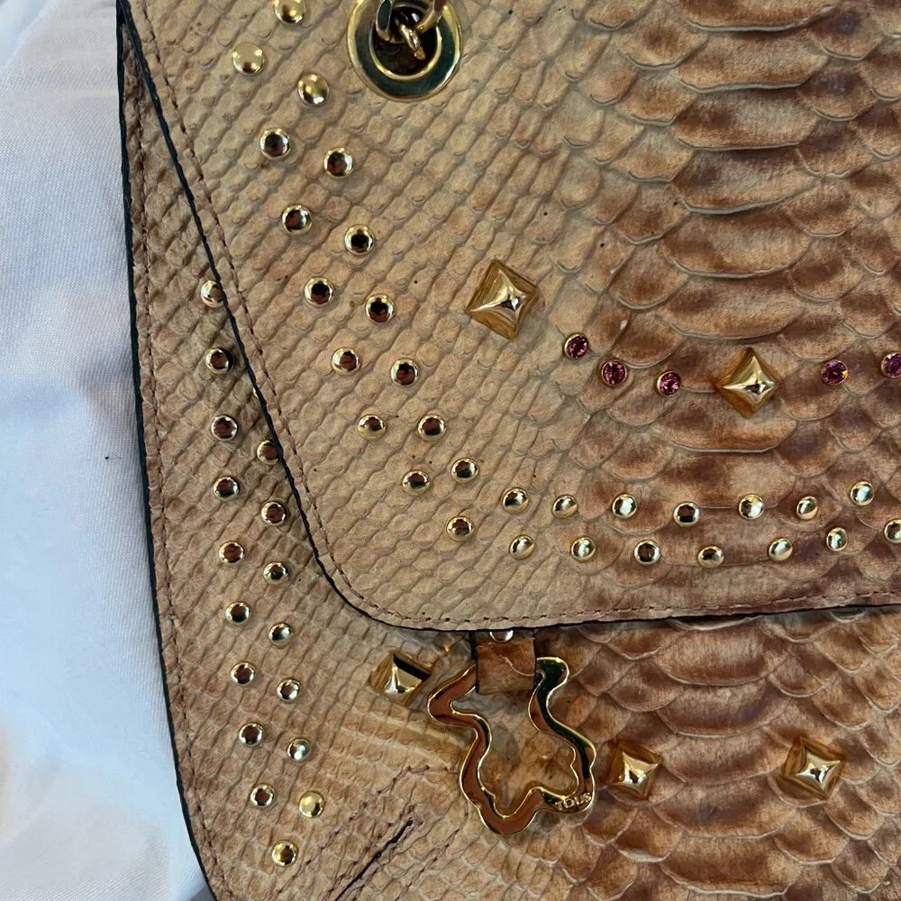 TOUS -- Python Crossbody Bag -- Gold Chain -- Animal Print -- Dust Bag - Picture 3 of 10